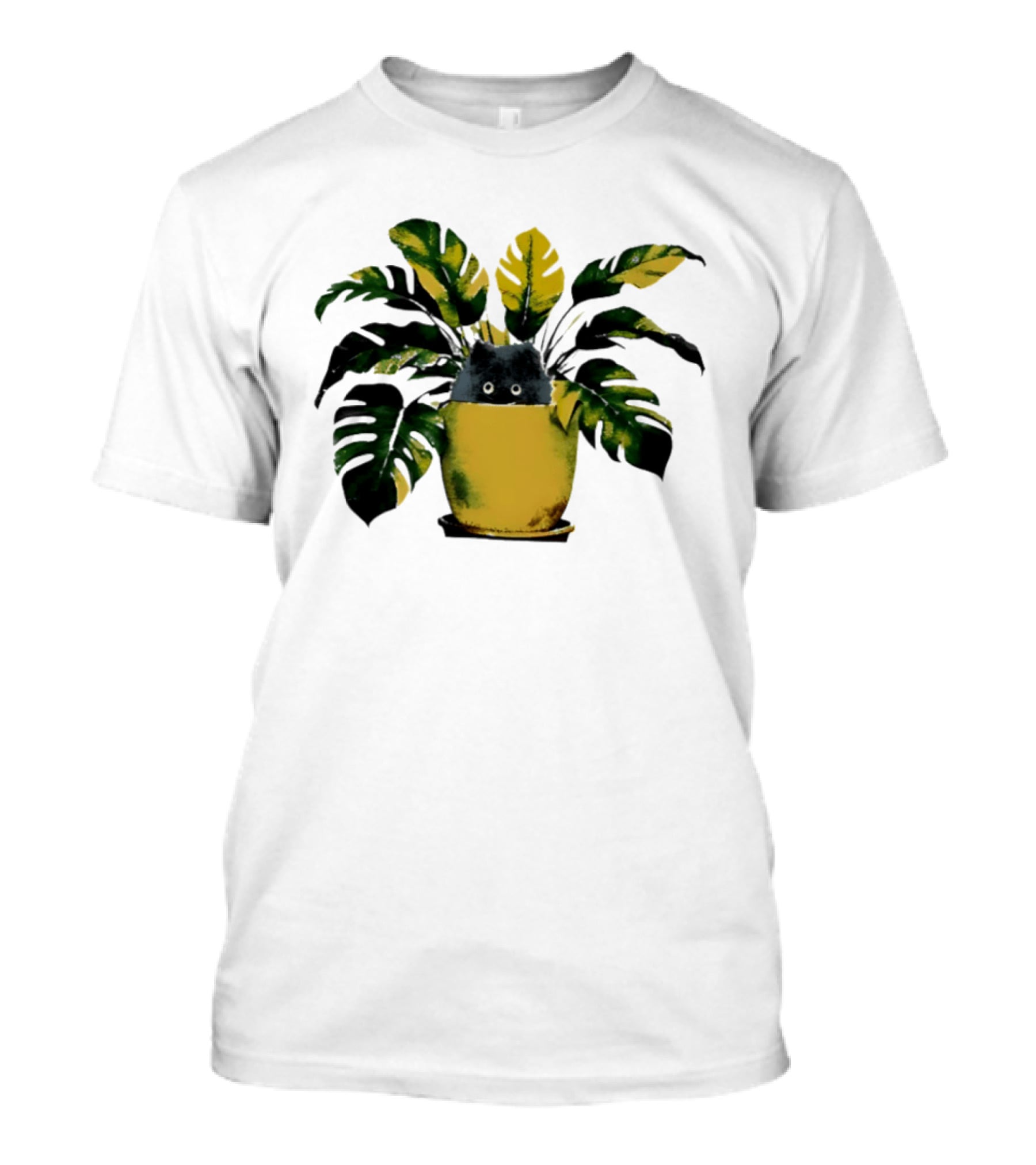 Cat In Monstera Potted Plant T-Shirt