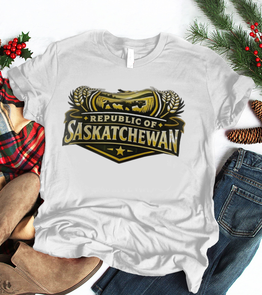 Republic Of Saskatchewan Wheat And Lion T-Shirt