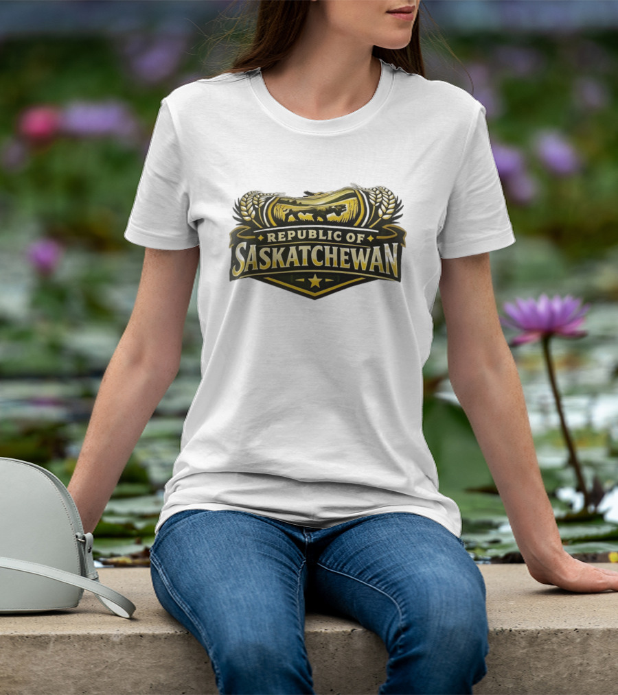 Republic Of Saskatchewan Wheat And Lion T-Shirt