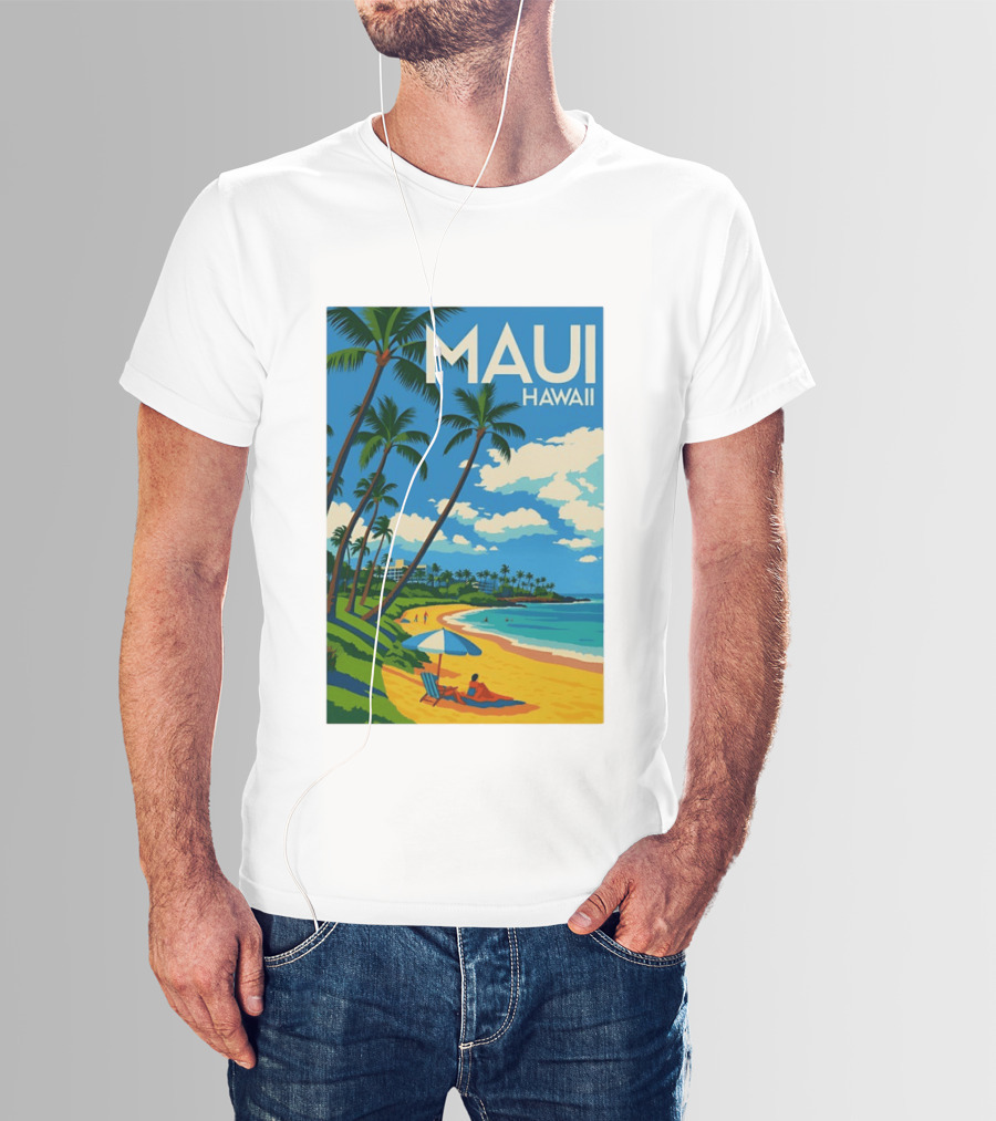 Maui Hawaii Palm Trees Beach Scene T-Shirt