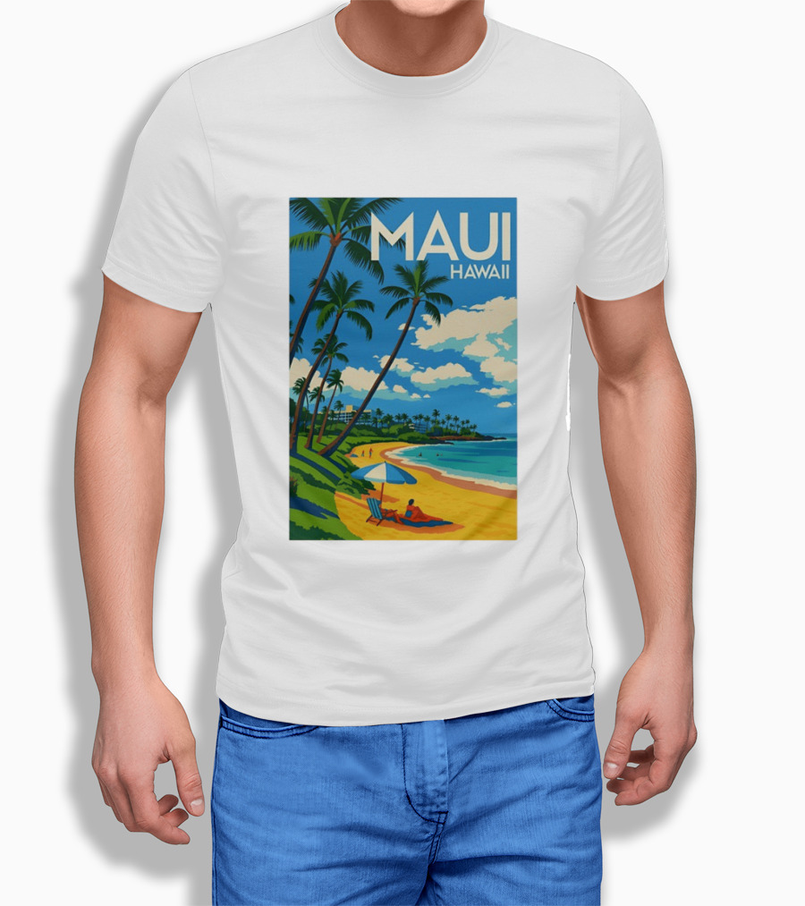 Maui Hawaii Palm Trees Beach Scene T-Shirt