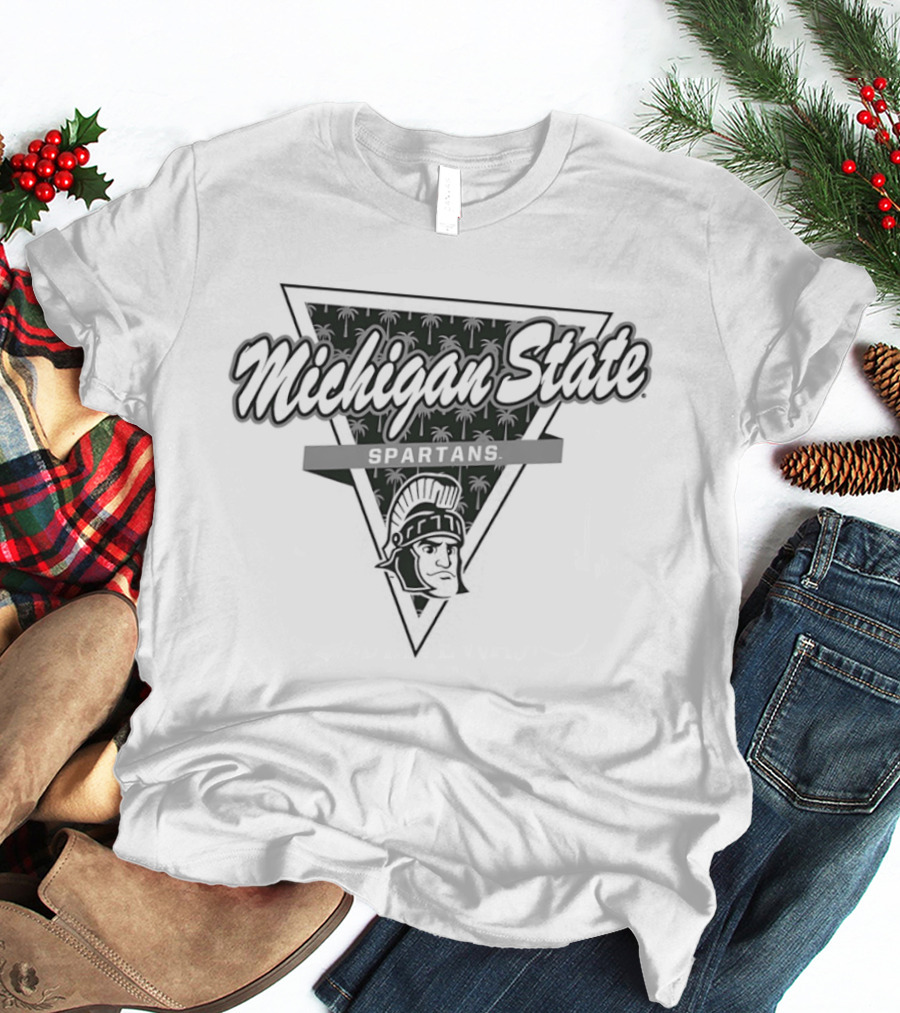 Michigan State Spartans Football Palm Tree Triangle T-Shirt