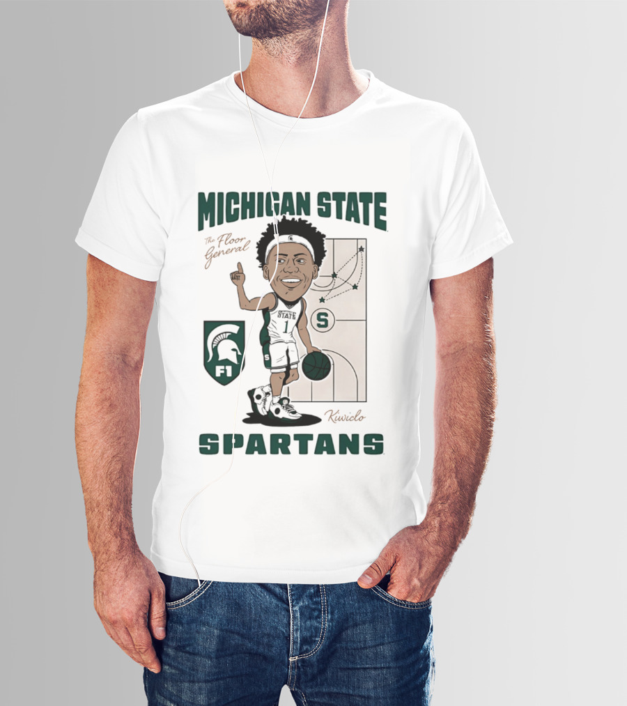 Michigan State Spartans Jeremy Fears Jr The Floor General Caricature T-Shirt