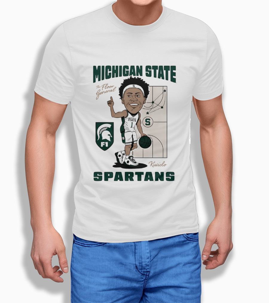 Michigan State Spartans Jeremy Fears Jr The Floor General Caricature T-Shirt