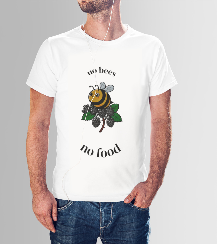 No Bees No Food Cute Bee On Leaf T-Shirt