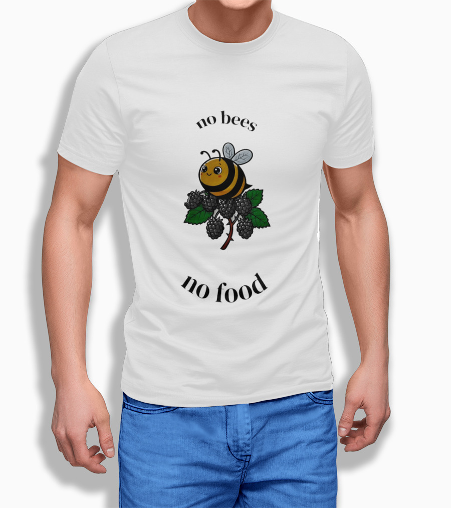 No Bees No Food Cute Bee On Leaf T-Shirt