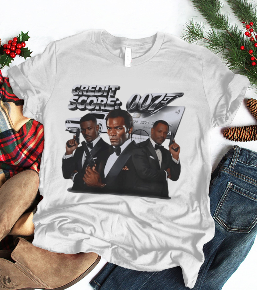 CREDIT SCORE 007 James Bond Style With Agents And Luxury Car T-Shirt