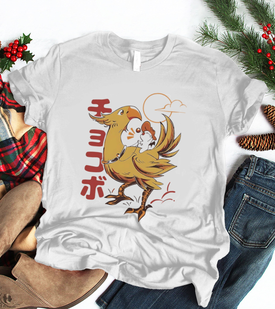Kaweehaw Cowboy Moogle Riding Chocobo Retro Style Japanese T-Shirt