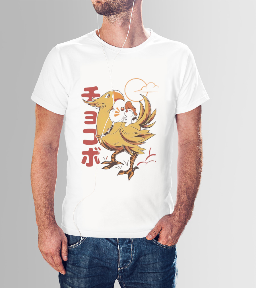 Kaweehaw Cowboy Moogle Riding Chocobo Retro Style Japanese T-Shirt