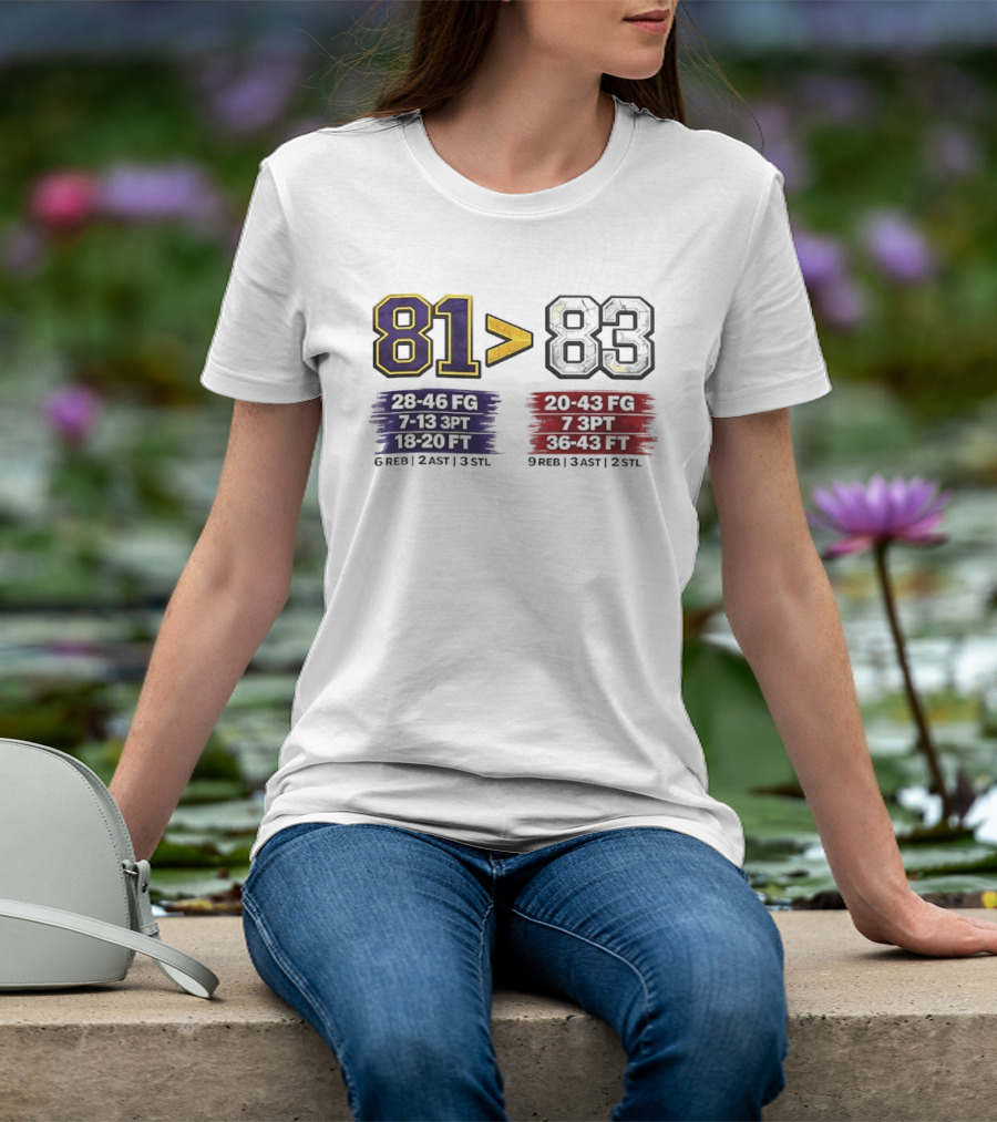 81 Greater Than 83 Kobe Bryant Legendary Performance Stats T-Shirt