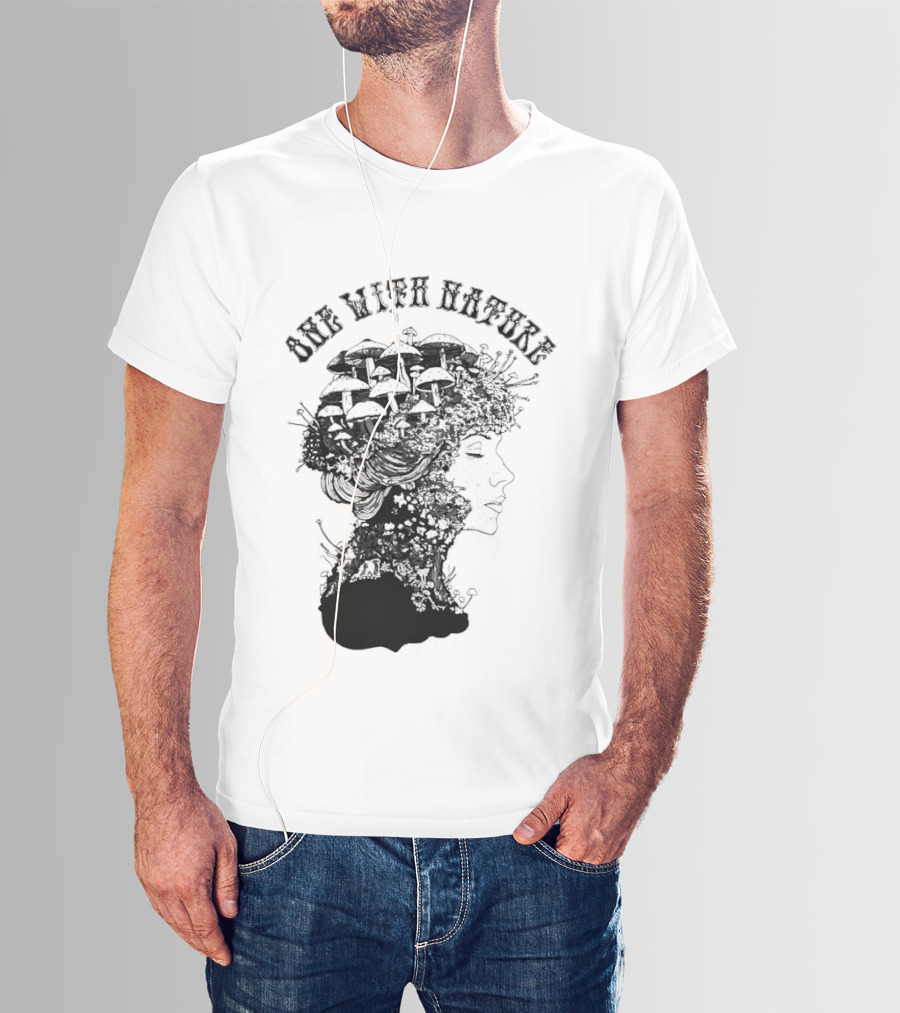 One With Nature Women Mushroom Psychedelic Fungi T-Shirt