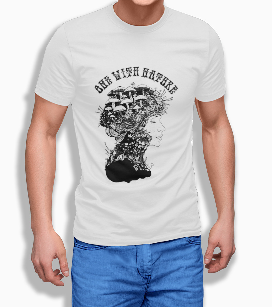 One With Nature Women Mushroom Psychedelic Fungi T-Shirt