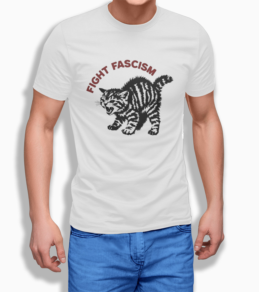 Fight Fascism Grumpy Cat Puffed Up T-Shirt