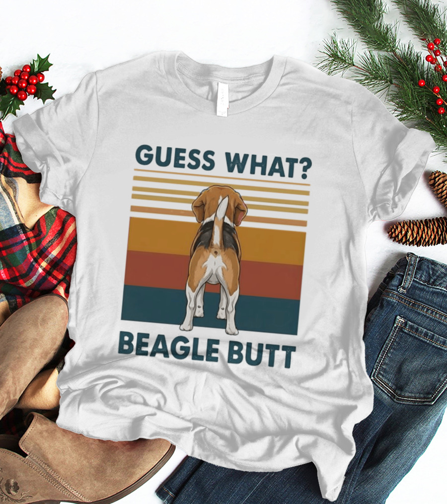 Guess What Beagle Butt Retro Stripes T-Shirt