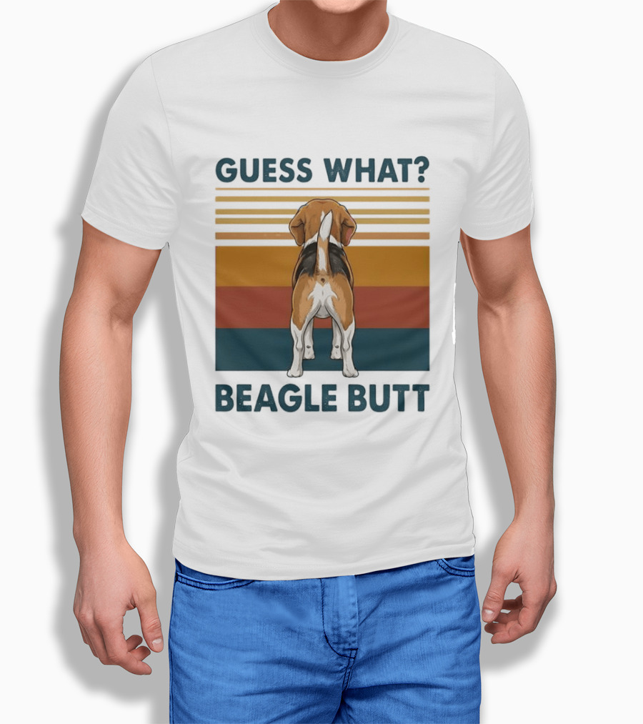 Guess What Beagle Butt Retro Stripes T-Shirt