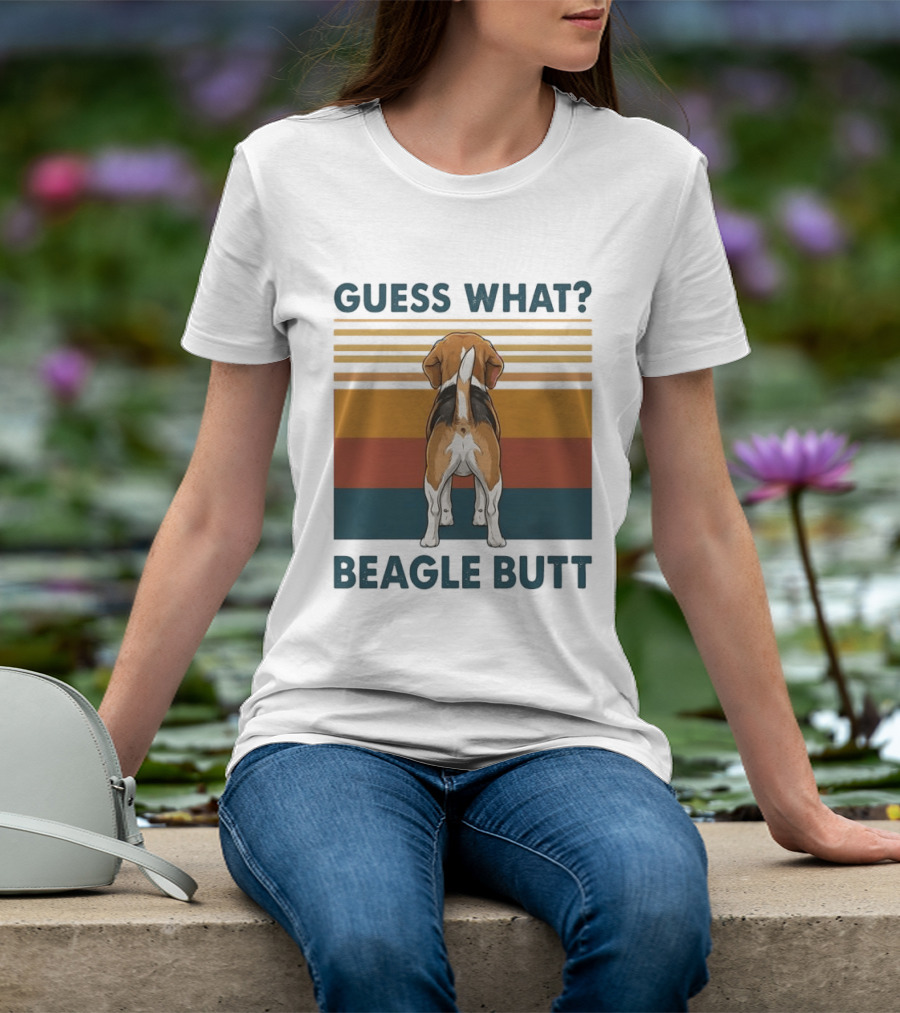 Guess What Beagle Butt Retro Stripes T-Shirt