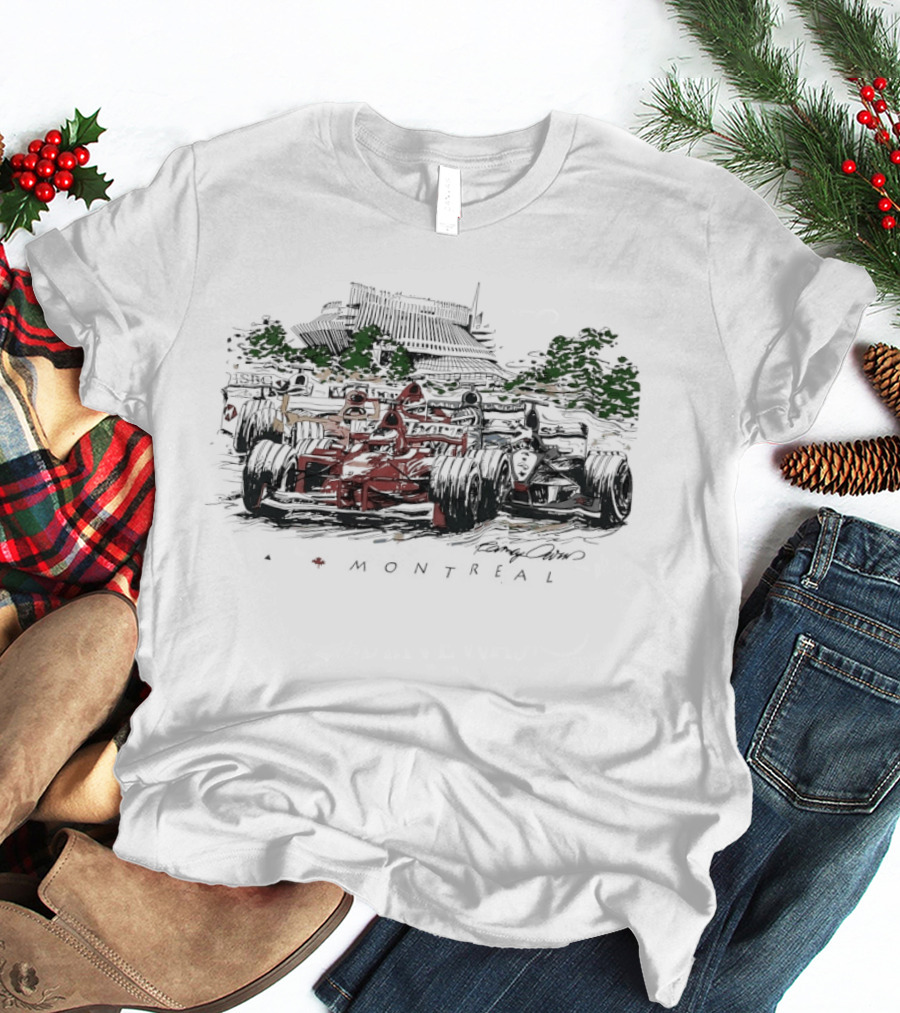 Montreal Grand Prix F1 Racing Car Scene With Track And Trees T-Shirt