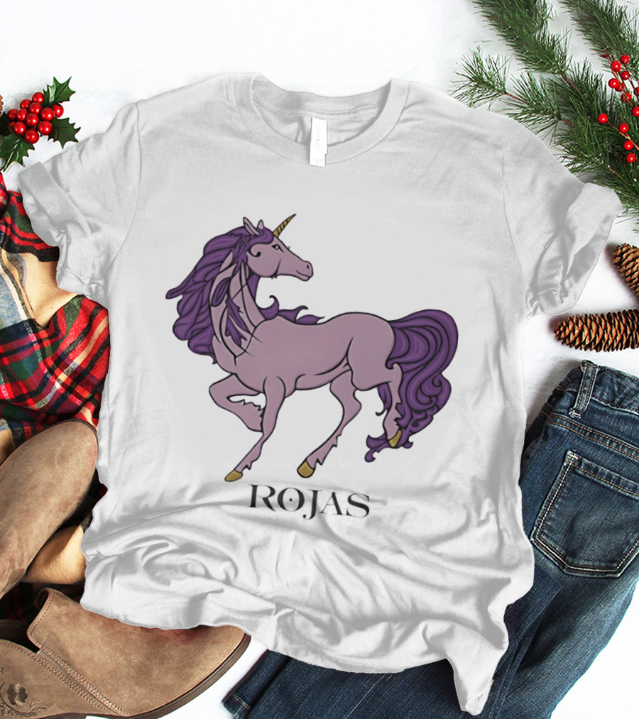 Rojas Pink Unicorn With Purple Mane T-Shirt
