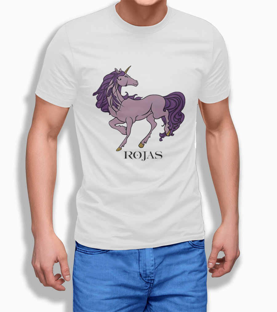Rojas Pink Unicorn With Purple Mane T-Shirt