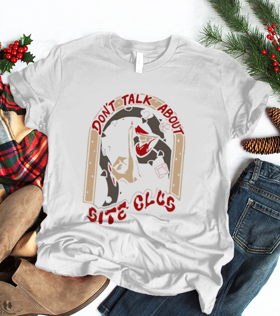 Don't Talk About Bite Club Sealed Lips Finger Gesture T-Shirt