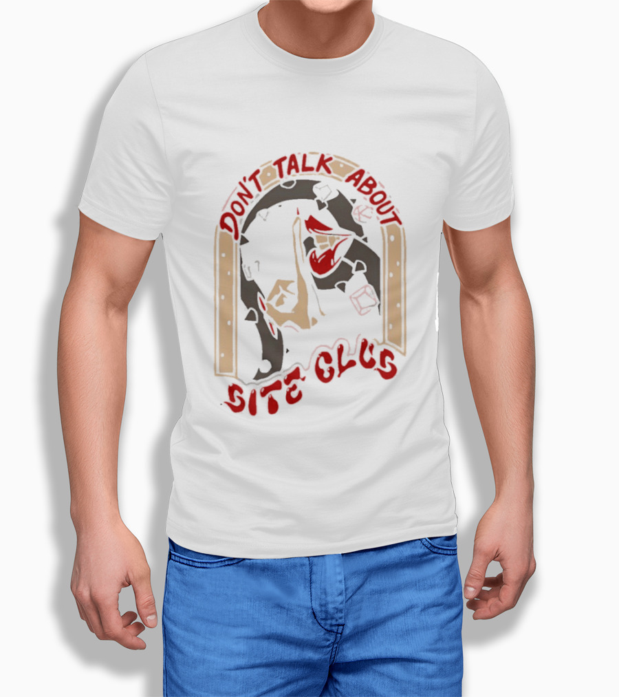 Don't Talk About Bite Club Sealed Lips Finger Gesture T-Shirt