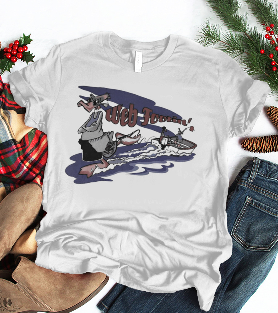 Web Footin' Cartoon Duck Boating Adventure T-Shirt