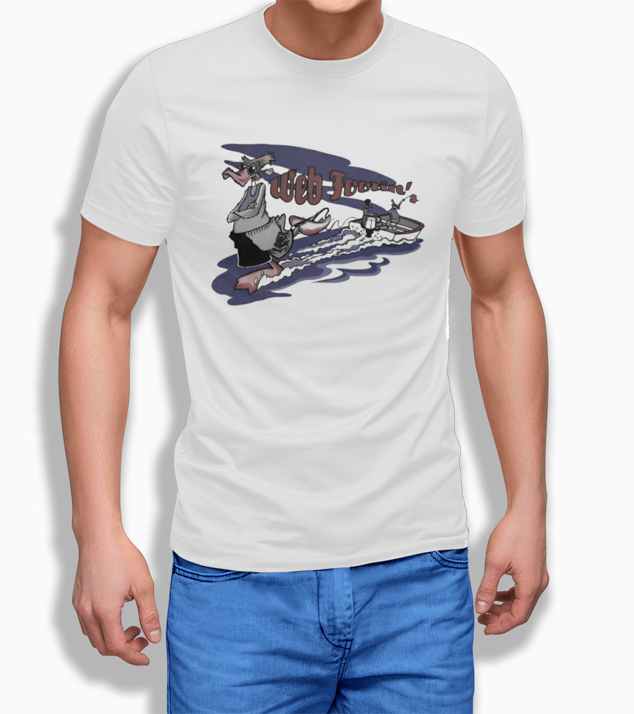 Web Footin' Cartoon Duck Boating Adventure T-Shirt