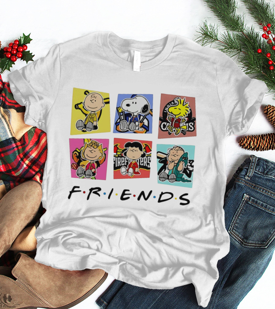 FRIENDS Peanuts Characters Indianapolis Colts, Firefighters, And Snoopy T-Shirt