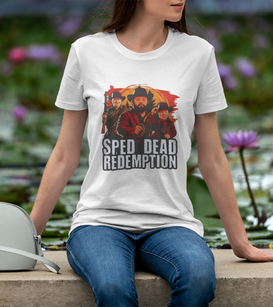Sped Dead Redemption Parody Western Movie Cowboys T-Shirt