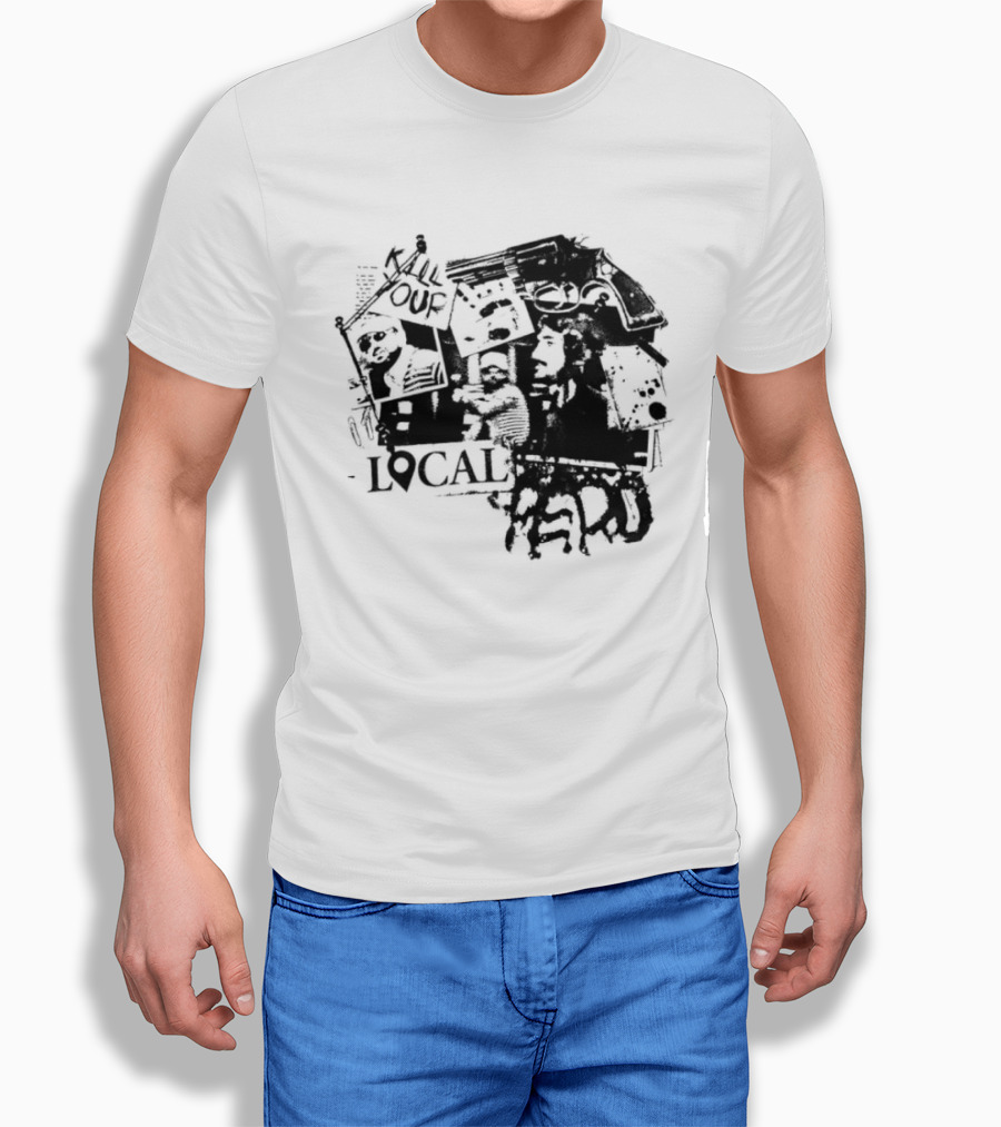 Kill Your Local Hero Revolver Collage Text Faces T-Shirt