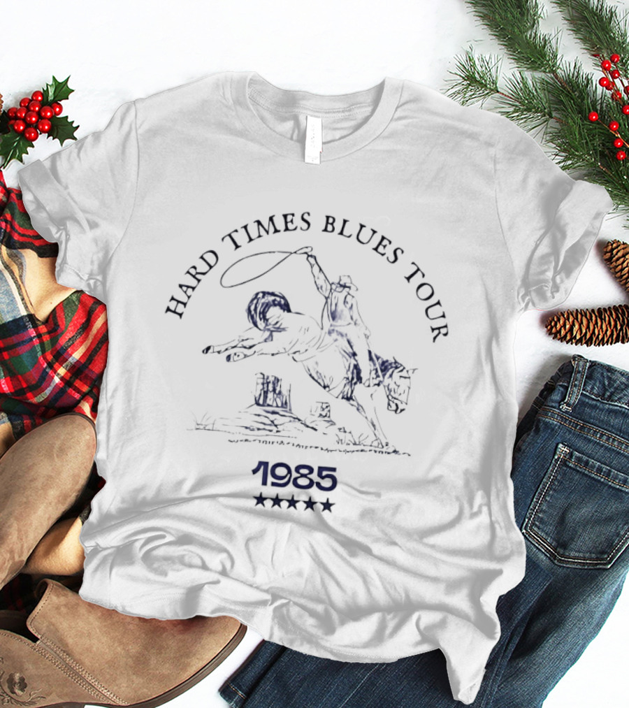 Hard Times Blues Tour 1985 Cowboy Roping Scene T-Shirt