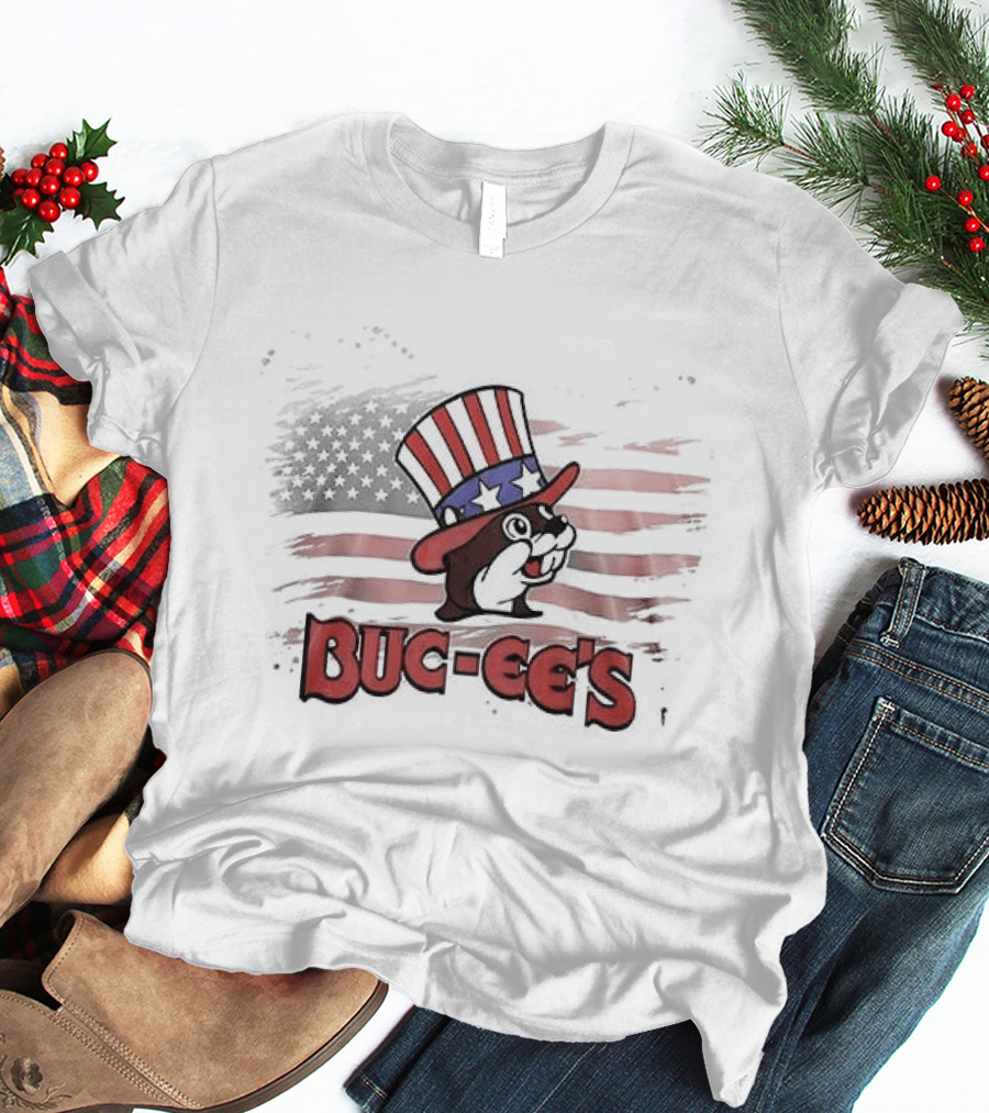 Buc Ee's American Flag Hat 250th Anniversary Celebration T-Shirt
