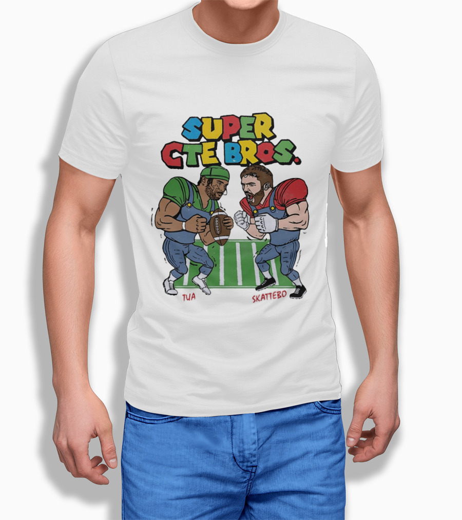 Super Cte Bros Tua Skattebo Cartoon Football Showdown T-Shirt