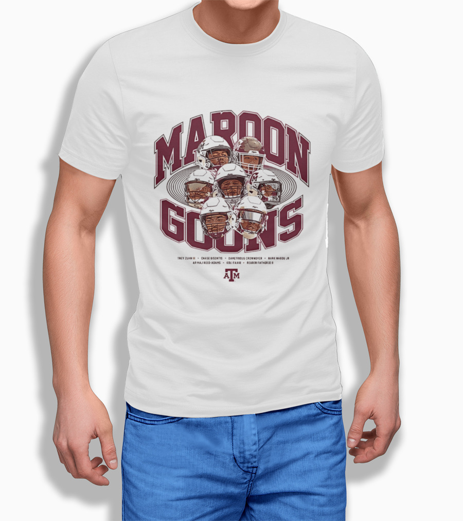 Texas A&M Maroon Goons Football NCAA Team Caricature T-Shirt