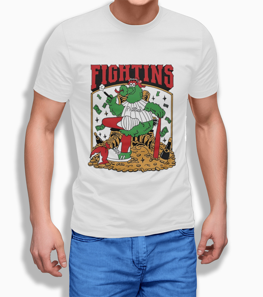 Fightins Philadelphia Phillies Phanatic Mascot Baseball Money And Champagne T-Shirt