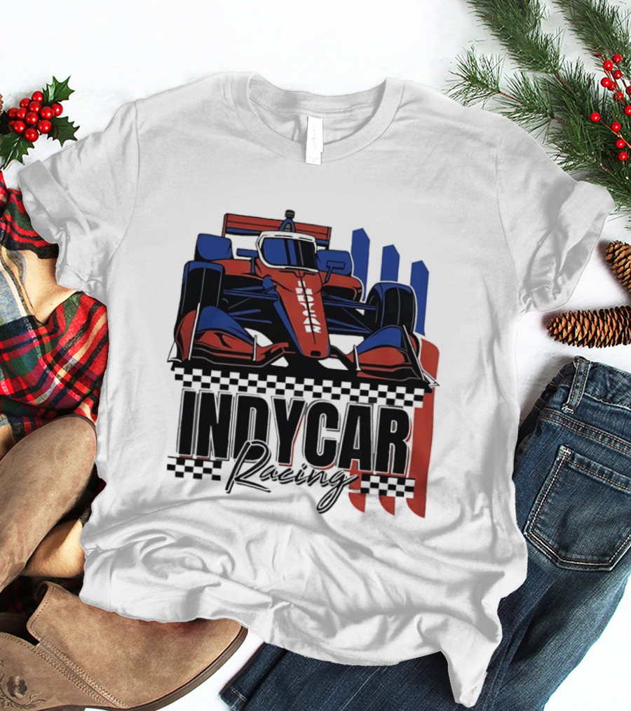 Indycar Racing Racecar Checkered Flags T-Shirt