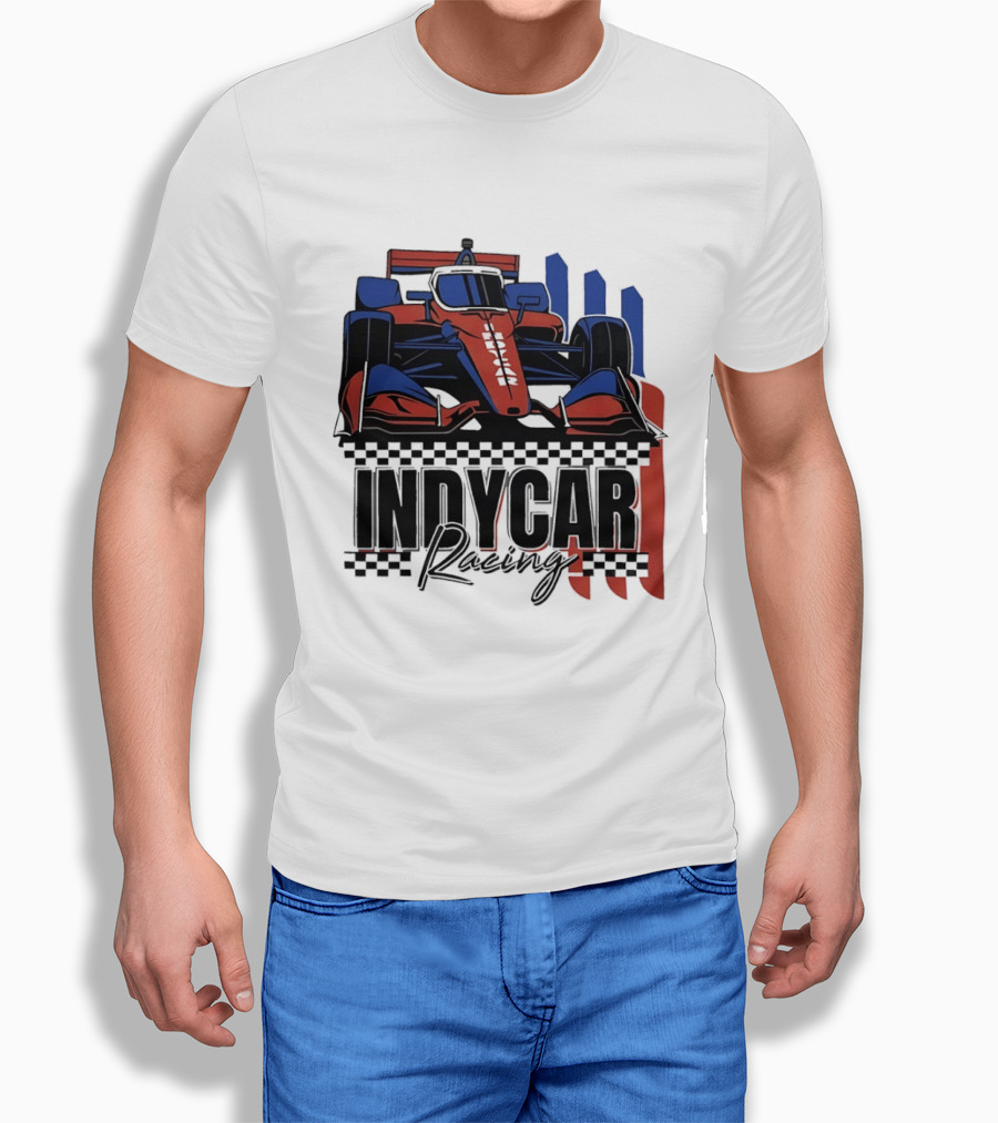 Indycar Racing Racecar Checkered Flags T-Shirt