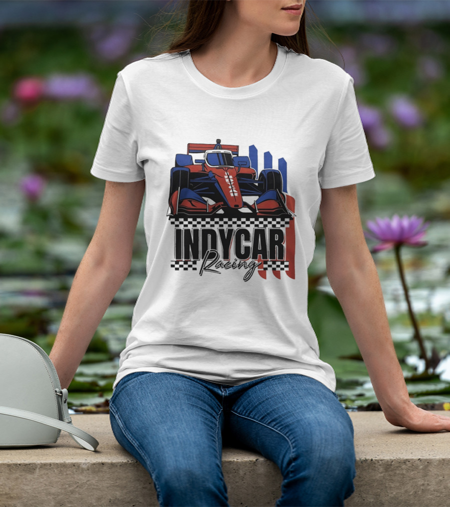 Indycar Racing Racecar Checkered Flags T-Shirt