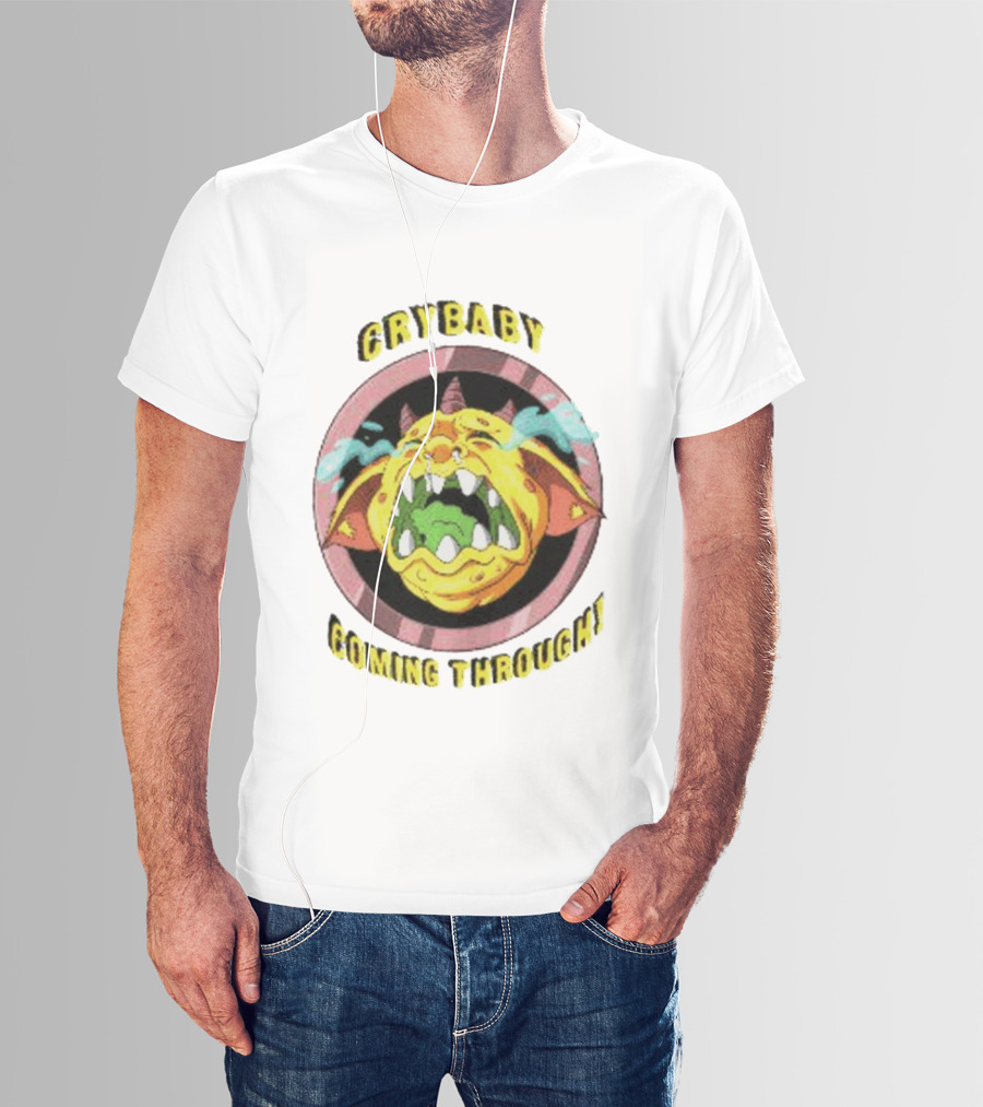 Crybaby Coming Through Monster Illustration With Tears And Horns T-Shirt
