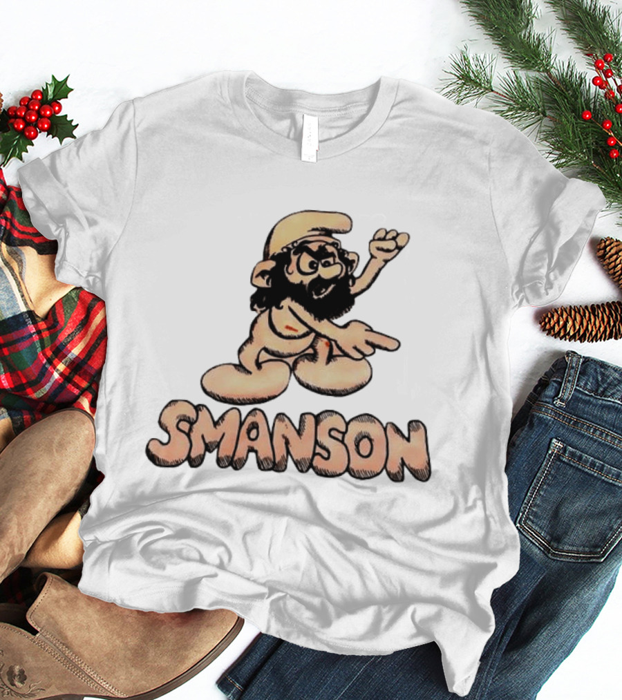 Smanson Smurf X Charles Manson Character Mashup T-Shirt