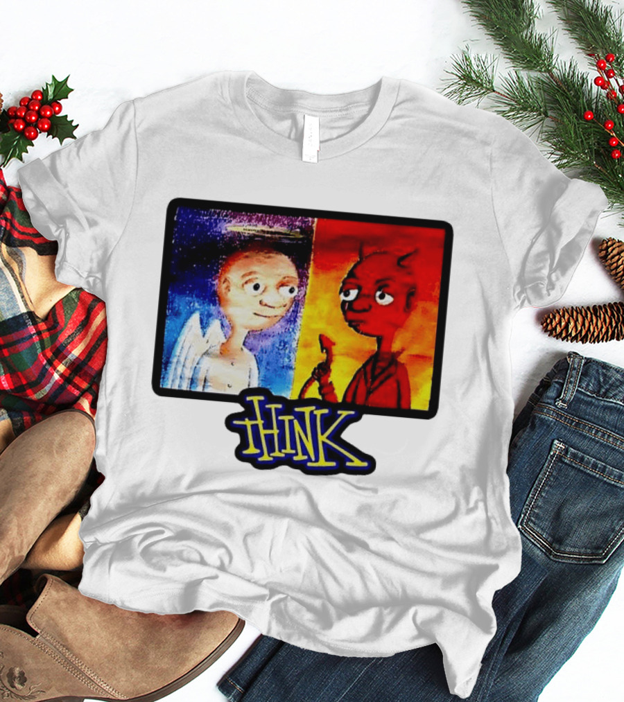 90s Classic Think Angel Vs Devil Cartoon TV Skateboard T-Shirt