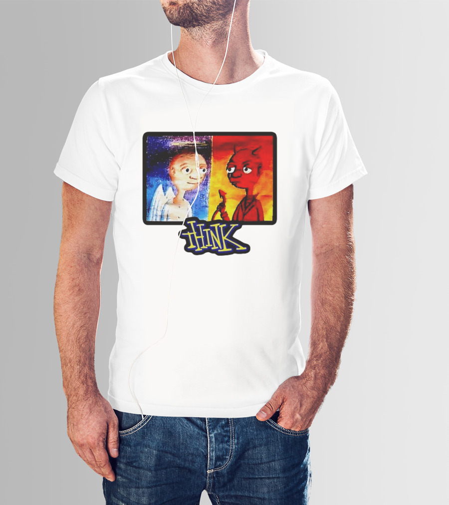 90s Classic Think Angel Vs Devil Cartoon TV Skateboard T-Shirt