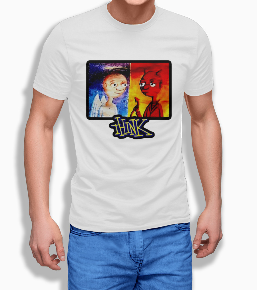90s Classic Think Angel Vs Devil Cartoon TV Skateboard T-Shirt