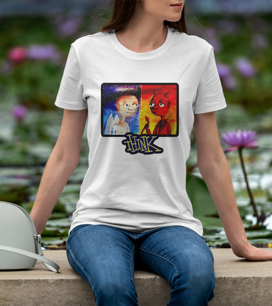 90s Classic Think Angel Vs Devil Cartoon TV Skateboard T-Shirt