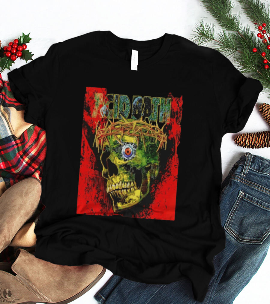 Acid Bath Skull Crown Of Thorns Red T-Shirt