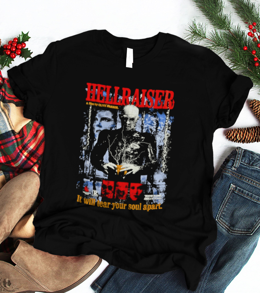 Hellraiser A Film By Clive Barker It Will Tear Your Soul Apart Pinhead Horror T-Shirt