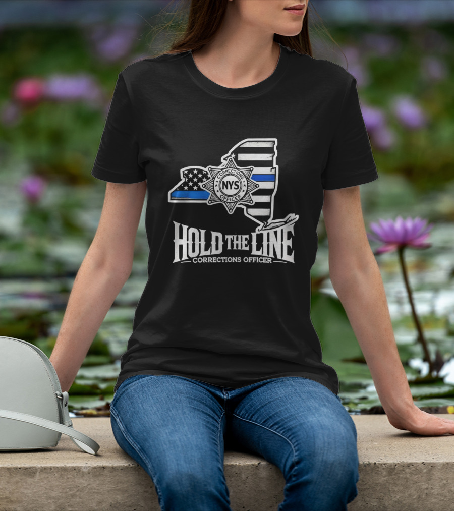 Hold The Line NYS Corrections Officer Blue Line T-Shirt