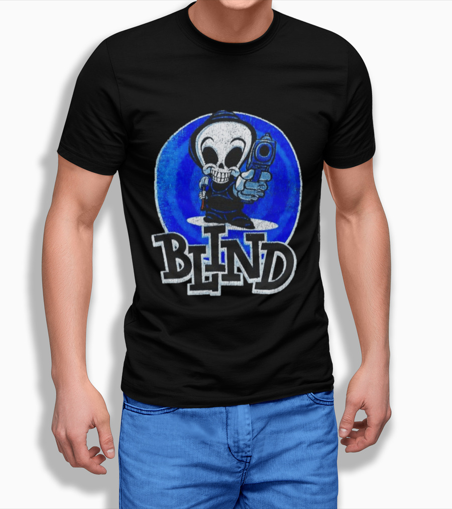 Blind Skateboards Grim Reaper Blue Circle 1990s T-Shirt