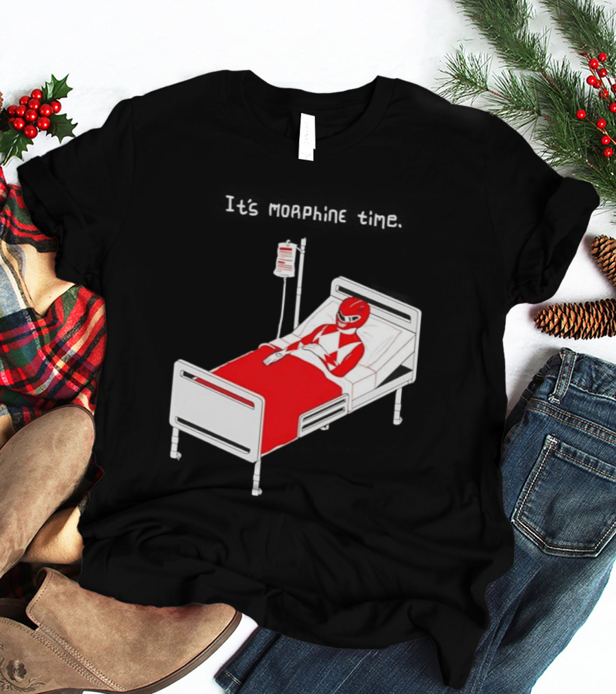 Red Ranger It's Morphin Time Power Rangers On Hospital Bed Scene T-Shirt