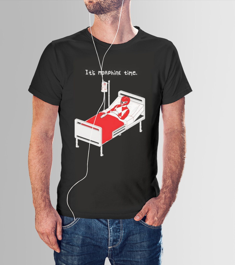 Red Ranger It's Morphin Time Power Rangers On Hospital Bed Scene T-Shirt